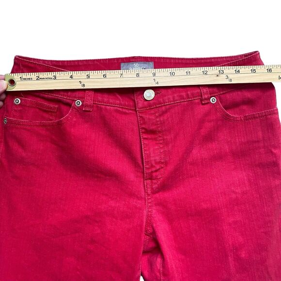 Chico's So Slimming Ankle Pants 1 US M/8 Red Straight Leg Mid Rise Stretch Artsy - Picture 4 of 8